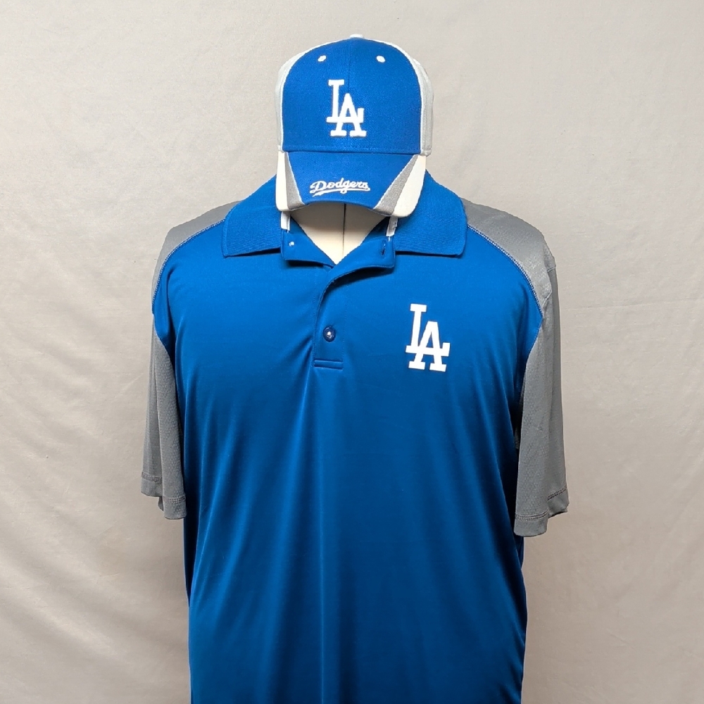 Genuine LA Dodgers Royal Blue & Gray Cool Dri-fit Polo Shirt XXL + Cap Bundle!!